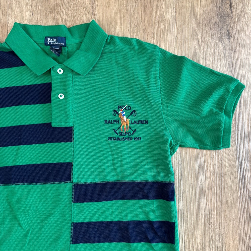 Vintage Polo Ralph Lauren Kids Rugby Polo Striped Colorblock Shirt Large 16/18